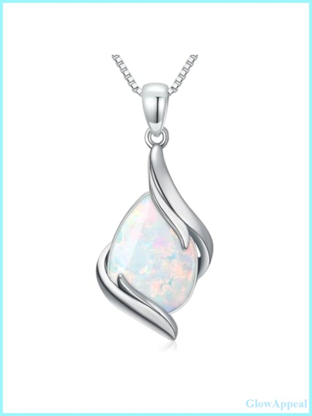 925 Sterling Silver Opal Teardrop Pendant Necklace Fine Jewelry Gift